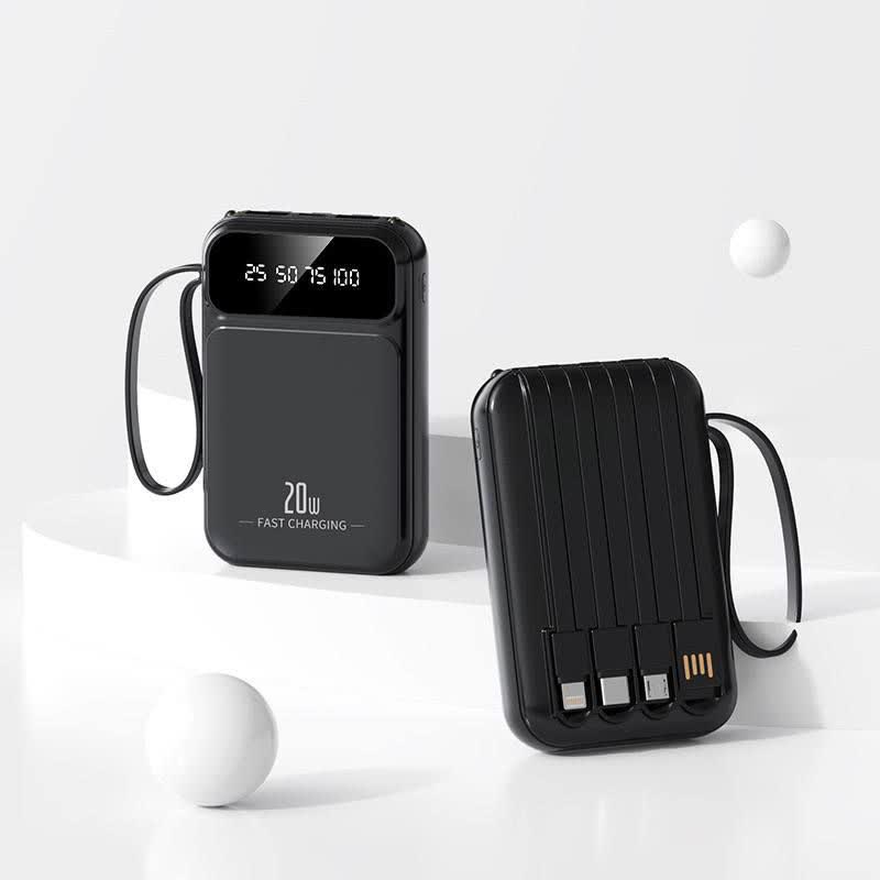 پاوربانک 10000 میلی آمپر کابل‌ دار چند منظوره اسمارت SMART مشکی چراغ قوه دار